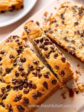 12 slices of Delicious Chocolate Chip Loaf Cake