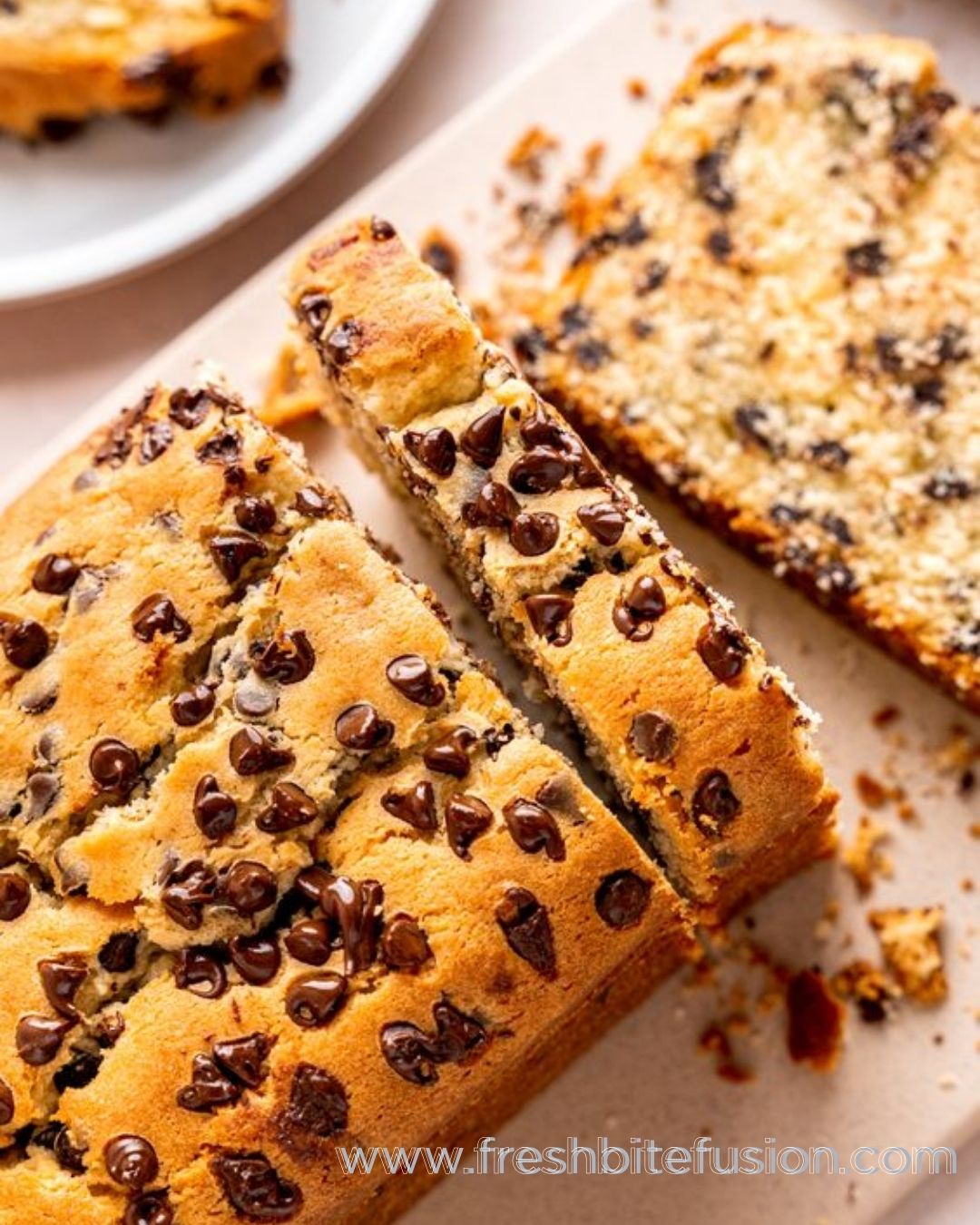 12 slices of Delicious Chocolate Chip Loaf Cake